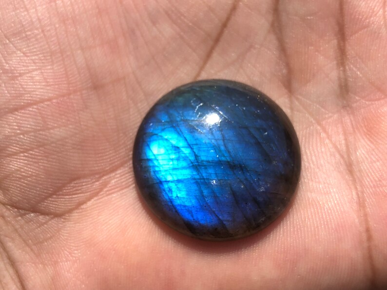 60 Carats Top Quality Rare Blue Labradorite Cabochon Round Cabochon 31 MM Height 8 Top Rare Blue Labradorite Fine Quality Cabochon Loose