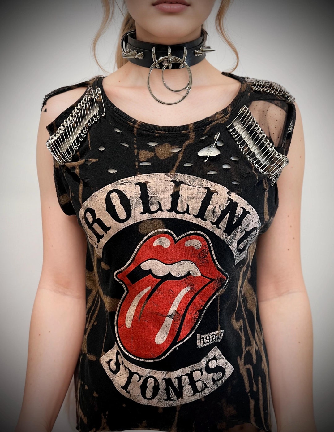 Rock Star T Shirt Rock Iron Band Printed T-shirt Short Sleeve Washed Distressed Men and Women main image 1