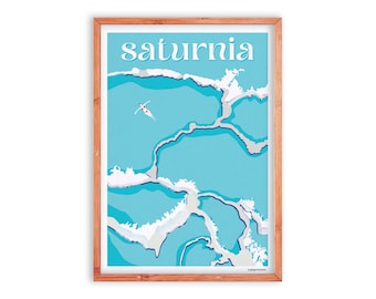 Terme di Saturnia - Cascate del Mulino - Tuscany Vintage Retro Travel Poster Print A0, A1, A2, A3, A4