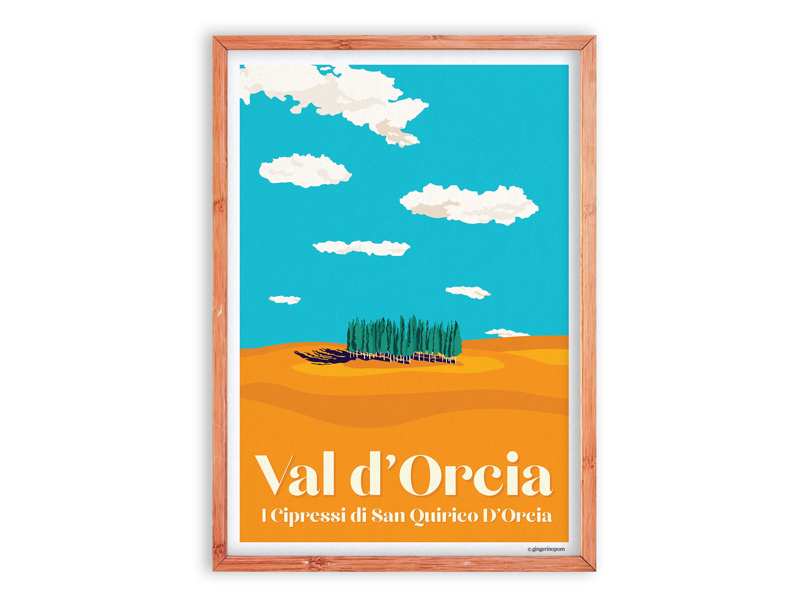 Val d'Orcia, cypress trees of San Quirico d'Orcia - Tuscany Vintage Retro Travel Poster Print - Tote