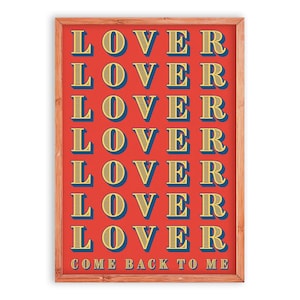 Leonard Cohen - Cartel de la letra de la canción Lover lover lover "Lover lover lover come back to me" - Nueva apariencia para la antigua ceremonia