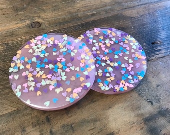 Coasters - Set of Two - Pastel Hearts with Pink| Valentines Day Coasters