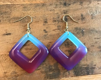 Sunset - Blue, Purple, and Red Earrings | Resin Earrings