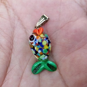 Glass fish, glass fish pendant, glass fish jewelry, glass pisces pendant, murano fish pendant, glass collectibles, glass sea animals
