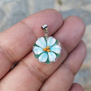 Murano glass pendant, murano flower pendant, art glass pendant, blown glass pendant, flower pendant