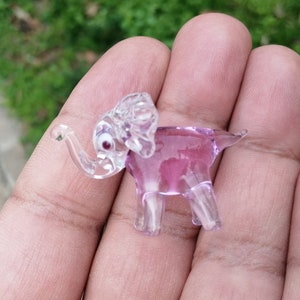 Glass elephant figurine, small elephant, murano elephant, elephant ornament, glass figurine, glass animals, cute miniature elephant
