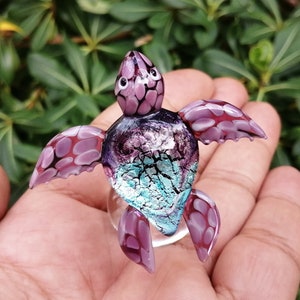 Glass sea turtle, hand blown glass sea turtle, glass sea animals, sea turtle ornament, sea turtle figurine, turtle figurine, glass figurine