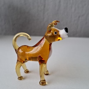Glass dog, glass dog figurine, hand blown glass dog, glass animals, murano dog, glass animal collectible, miniature dog, dog ornament