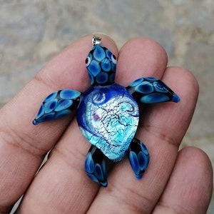 Glass Sea Turtle Pendant Sea Turtle Jewelry Glass Sea Animals