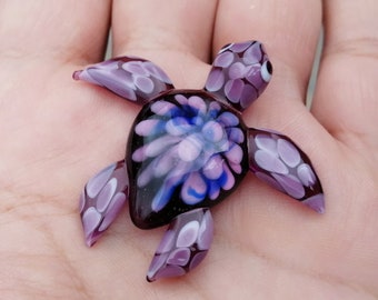Glass sea turtle, hand blown glass sea turtle, glass sea animals, sea turtle ornament, sea turtle figurine, turtle figurine, glass figurine
