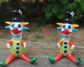 Glass clown, clown figurine, glass clown ornament, hand blown glass clown, clown ornament, miniature clown,glass figurine, clown home decor