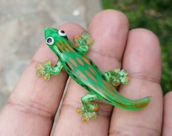 手吹きガラスのトカゲの置物、虹色の爬虫類装飾 - Etsy 日本