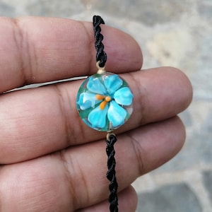 Glasblumenarmband, Muranoblumenarmband, Kunstglasblumenarmband, geblasenes Glasarmband, Blumenarmbandglasschmuck