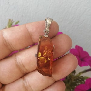925 silver Amber Pendant, silver unisex pendant, vintage amber pendant,  antique silver pendant, sterling silver womens jewelry