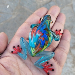 Glass frog, hand blown glass frog figurine, frog ornament, murano frog, glass reptiles, glass animals, glass figurine, glass collectible
