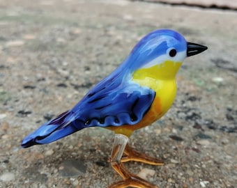 手吹きガラスの鳥の置物：幸せの青い鳥のサイン入り - Etsy 日本