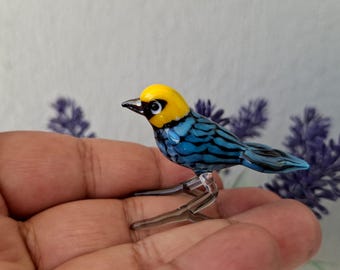 Glass bird, hand blown glass bird figurine, glass bird ornament, art glass bird sculpture, glass figurine, glass animals, murano bird