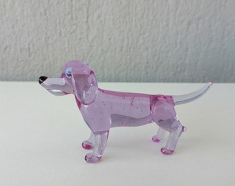 Glass dachshund, glass dachshund figurine, hand blown glass dog, glass animals, murano dachshund, miniature dachshund, dachshund ornament