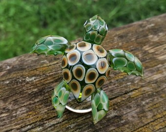 Turtle Tortoise Figurine of Hand Blown Glass