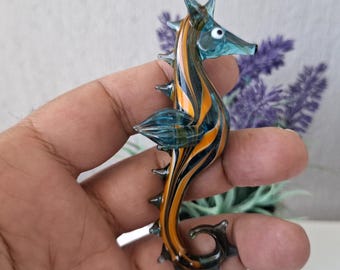 Glass sea horse, sea horse ornament, murano sea horse, blown glass seahorse figurine, glass figurine, glass sea animals, colorful seahorse