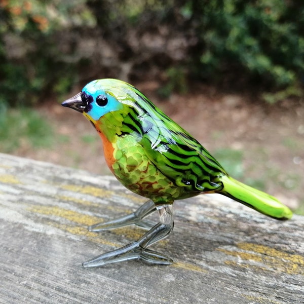 Oiseau en verre, figurine d'oiseau en verre soufflé à la main, ornement d'oiseau en verre, sculpture d'oiseau en verre d'art, figurine en verre, animaux en verre, oiseaux de Murano