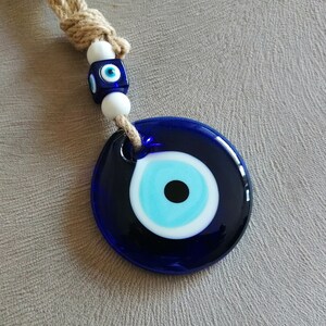 evil eye wall hanging, glass wall decor, evil eye home decor, Turkish evil eye, house protection amulet, blue evil eye charm