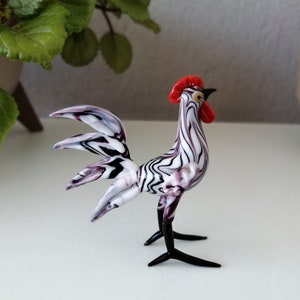 Glass rooster, rooster figurine, glass rooster ornament, glass animals, hand blown glass rooster, glass figurine, glass bird