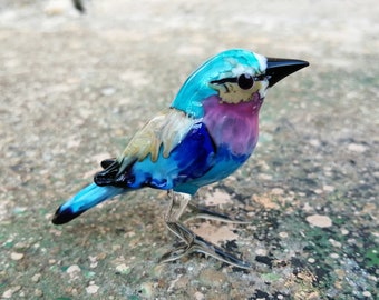 Oiseau en verre, figurine d'oiseau en verre soufflé à la main, ornement d'oiseau en verre, sculpture d'oiseau en verre d'art, figurine en verre, animaux en verre, oiseau de murano