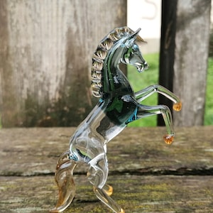 Cheval en verre, figurine de cheval en verre, ornement de cheval en verre, figurine de cheval cabré, cheval de murano, figurine en verre, cheval miniature