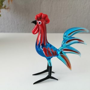 Glass rooster, rooster figurine, glass rooster ornament, glass animals, hand blown glass rooster, glass figurine, glass bird