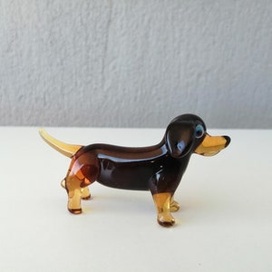 Glass dachshund, glass dachshund figurine, hand blown glass dog, glass animals, murano dachshund, miniature dachshund, dachshund ornament