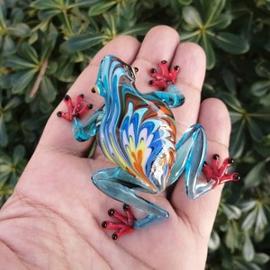 Glass frog, hand blown glass frog figurine, frog ornament, murano frog, glass reptiles, glass animals, glass figurine, glass collectible