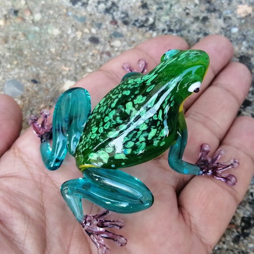 Glass Frog Hand Blown Glass Frog Figurine Frog Ornament Etsy