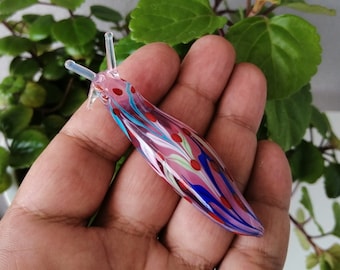 Babosa de cristal, figura de babosa de cristal, babosa de Murano, adorno de babosa, babosa colorida, figura de babosa soplada a mano, figura de cristal, animales de cristal