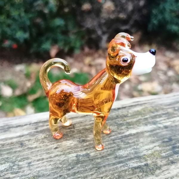 Glass dog, glass dog figurine, hand blown glass dog, glass animals, murano dog, glass animal collectible, miniature dog, dog ornament