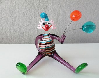 Glass clown, clown figurine, glass clown ornament, hand blown glass clown, clown ornament, miniature clown,glass figurine, clown home decor