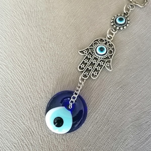 evil eye wall hanging, glass wall decor, fatima hand home decor, Turkish evil eye, house protection amulet, hamsa hand charm