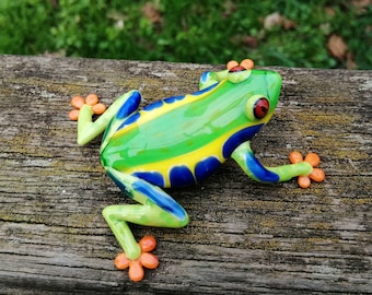 Glass frog, hand blown glass frog figurine, frog ornament, murano frog, glass reptiles, glass animals, glass figurine, glass collectible