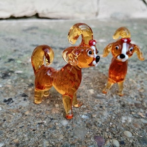 Glass dog, glass dog figurine, hand blown glass dog, glass animals, murano dog, glass animal collectible, miniature dog, dog ornament
