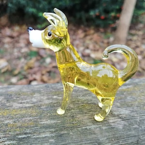 Glass dog, glass dog figurine, hand blown glass dog, glass animals, murano dog, glass animal collectible, miniature dog, dog ornament