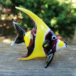 Pez de vidrio, estatuilla de pez soplada a mano, adorno de pescado, pez de vidrio de arte, animales marinos de vidrio, pez murano, pez en miniatura, piscis de vidrio