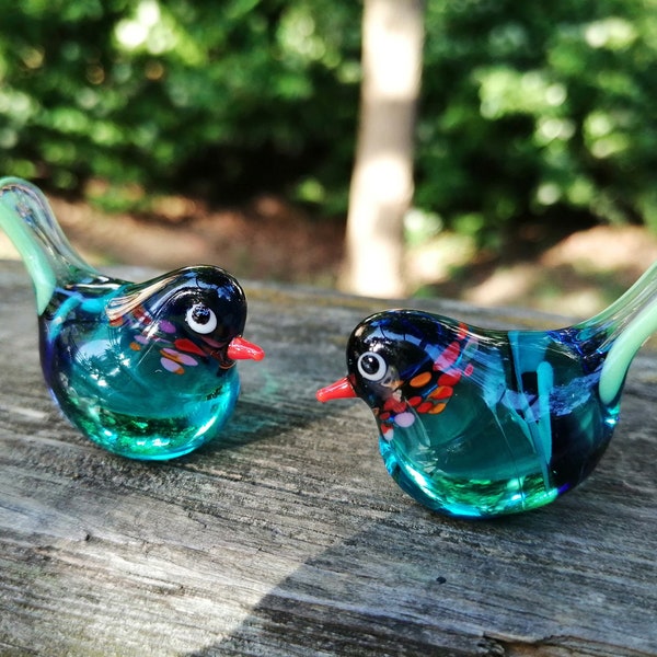 1 Stück Glas Vogel, mundgeblasene Glas Vogel Figur, Glas Vogel Ornament, Kunst Glas Vogel, Glas Figur, Glas Tiere, Murano Vogel