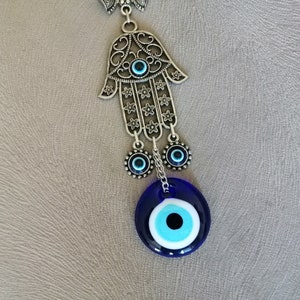 evil eye wall hanging, glass wall decor, fatima hand home decor, Turkish evil eye, house protection amulet, hamsa hand charm