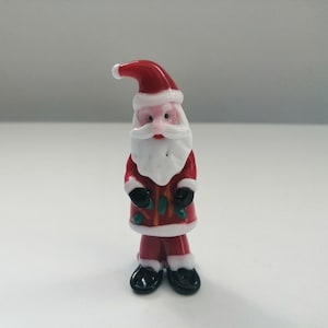 glass father christmas, glass santa claus figurine, santa ornament, christmas home decor, glass figurine, tree decoration