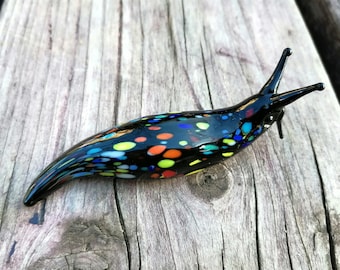 Babosa de cristal, figura de babosa de cristal, babosa de Murano, adorno de babosa, babosa colorida, figura de babosa soplada a mano, figura de cristal, animales de cristal