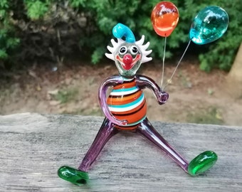 Glass clown, clown figurine, glass clown ornament, hand blown glass clown, clown ornament, miniature clown,glass figurine, clown home decor