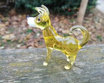 Glass dog, glass dog figurine, hand blown glass dog, glass animals, murano dog, glass animal collectible, miniature dog, dog ornament