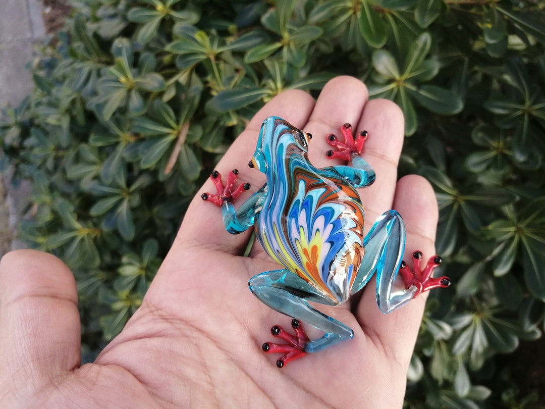 Glass Frog, Hand Blown Glass Frog Figurine, Frog Ornament, Murano Frog