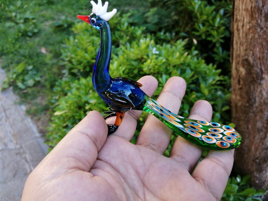 Glass peacock blown glass peacock figurine murano peacock Etsy