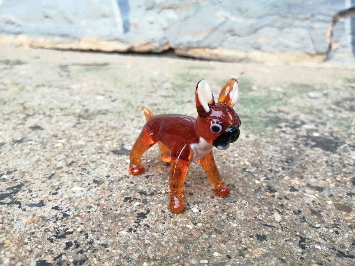 Glass Dog Glass French Bulldog Figurine Hand Blown Glass Etsy